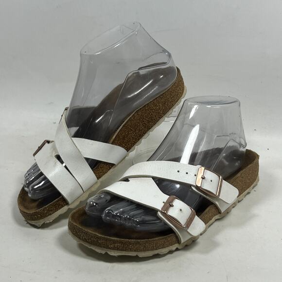 BIRKENSTOCK Sandals Womens 36 L5 Yao Balance Birko Flor Buckle Strap White - Picture 1 of 13